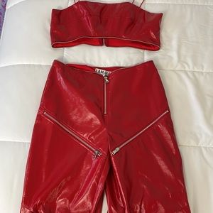 I Am Gia Red Leather Top